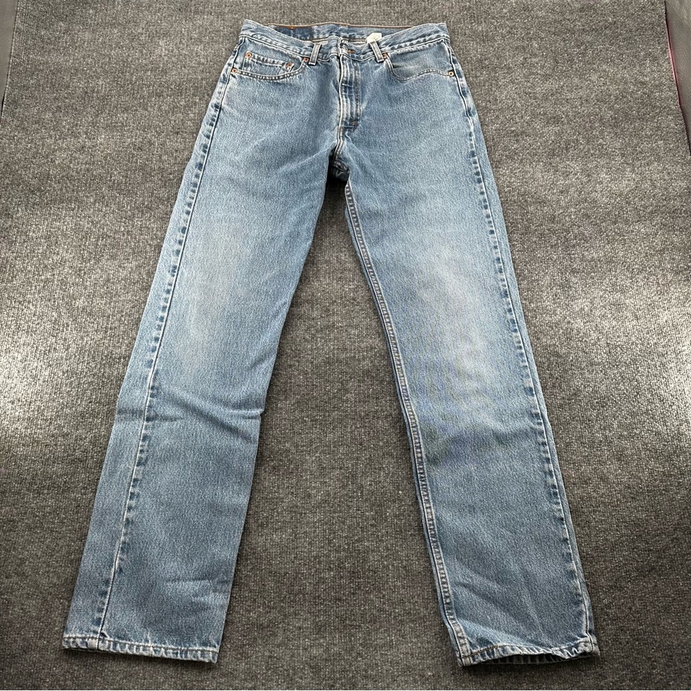 Vtg Levis Jeans Mens 34X34 505 Regular Fit Light‎ Washed Straight Leg Denim